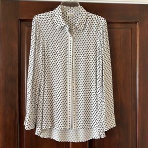 Max Studio Black & Ivory Long Sleeve Blouse Size Medium